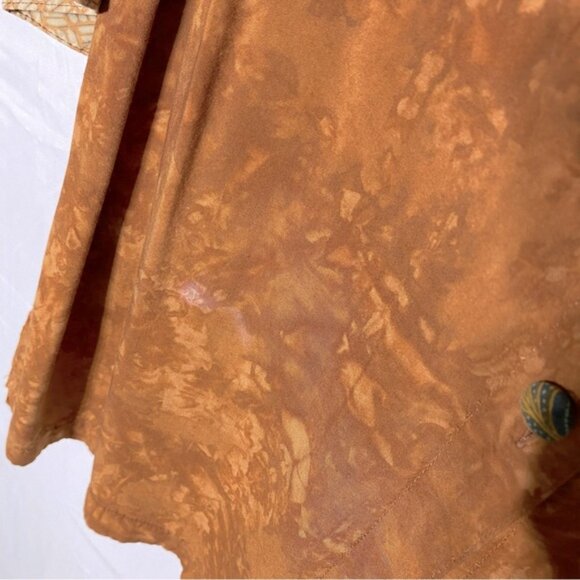 Vintage Nativewear Designs Burnt Orange Stone Wash Long Sleeve Button Up Top M - Picture 7 of 13